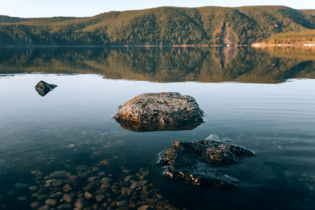 Beautiful freshwater lake with mountains