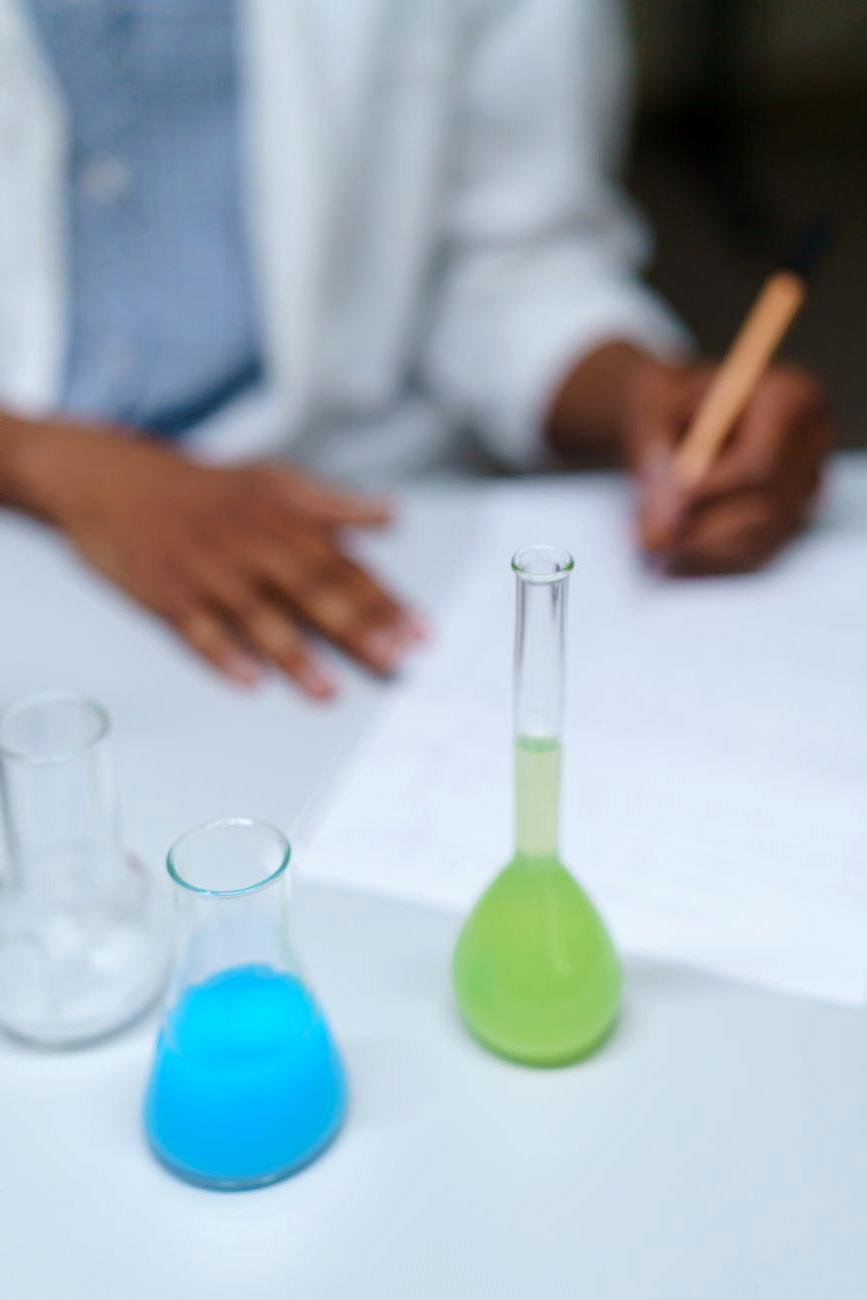 Scientists testing water quality in modern laboratory